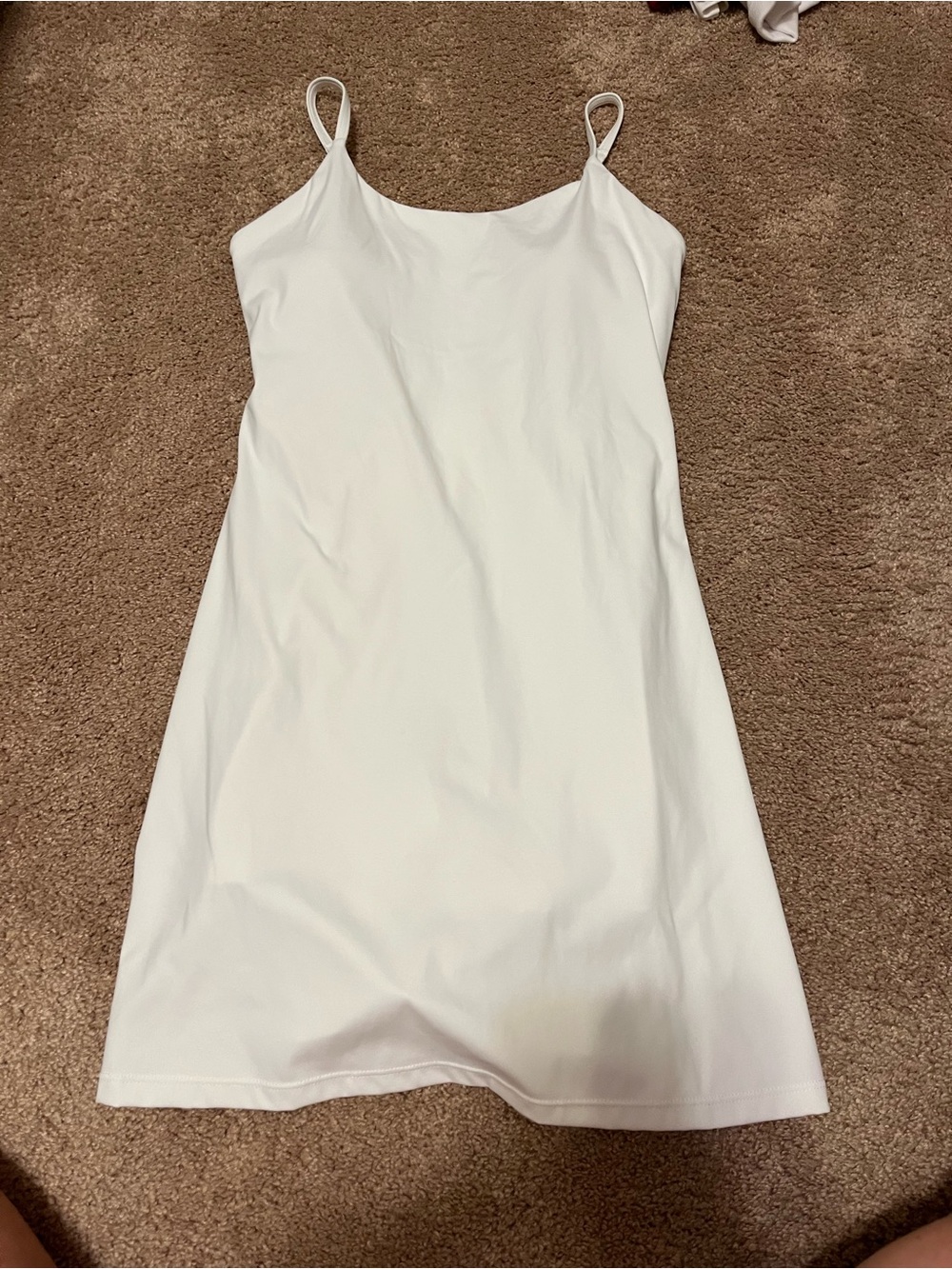 Athletic Mini Dress with Spaghetti Straps and built in cups - White